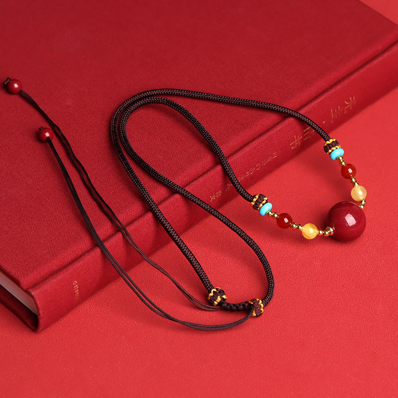 Cinnabar Purple Gold Sand Pendant Necklace – Good Luck, Protection & Inner Peace