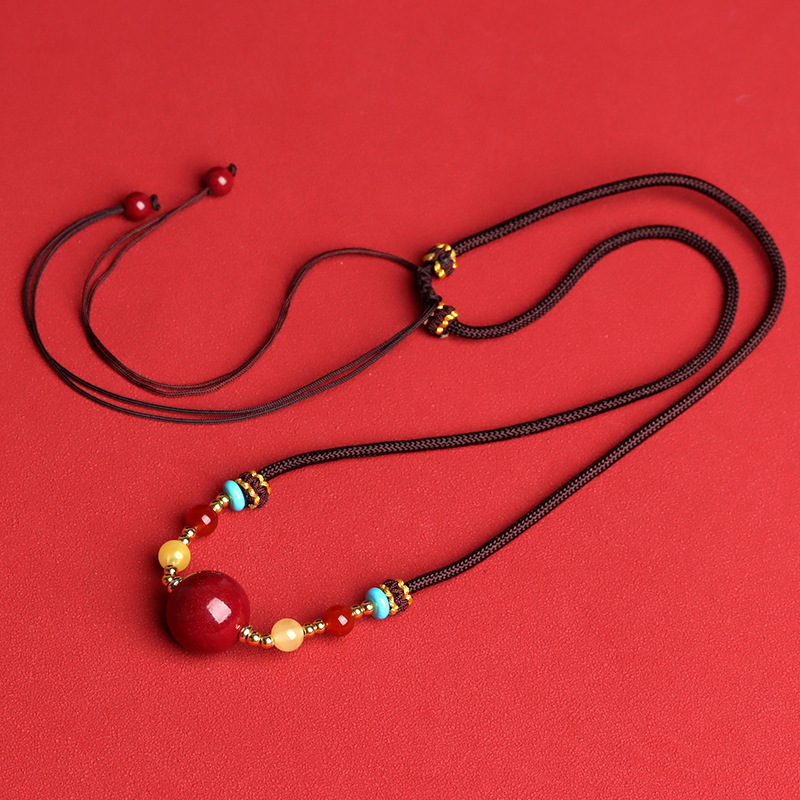 Cinnabar Purple Gold Sand Pendant Necklace – Good Luck, Protection & Inner Peace
