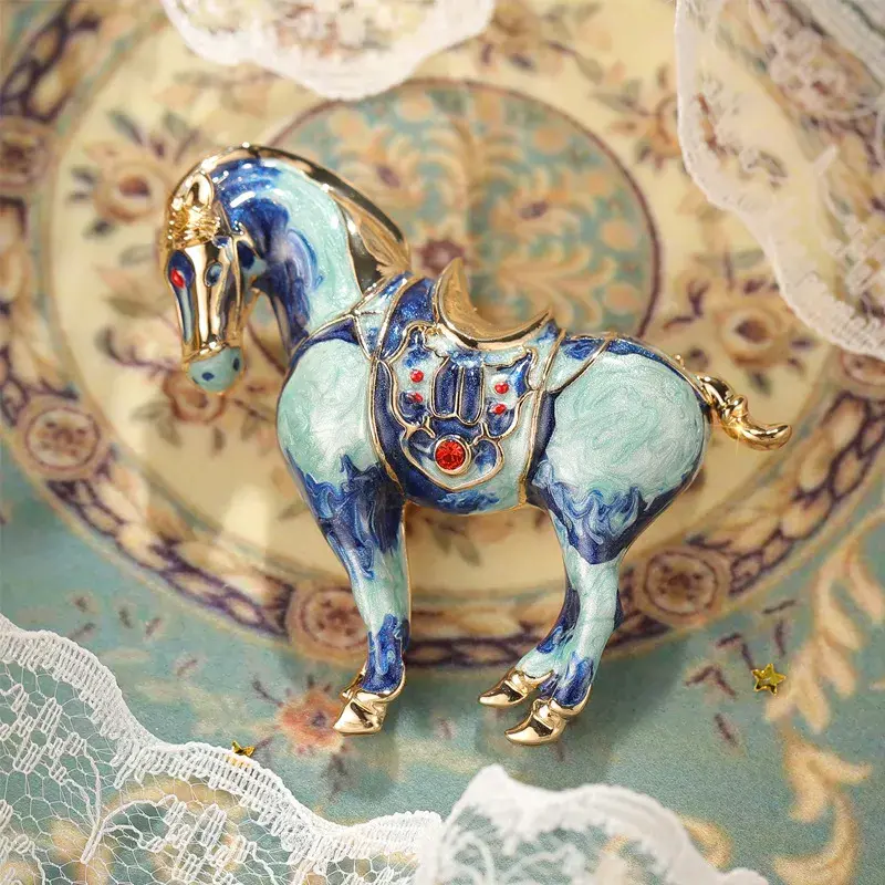 Cloisonné Horse Enamel Brooch for Artistic Spirit & Timeless Elegance