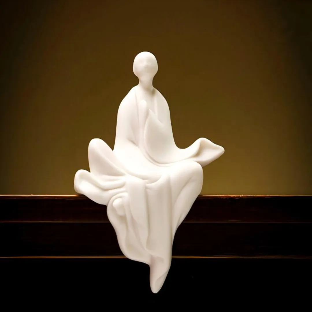 Dehua White Ceramic "No-Face" Zen Monk Statues
