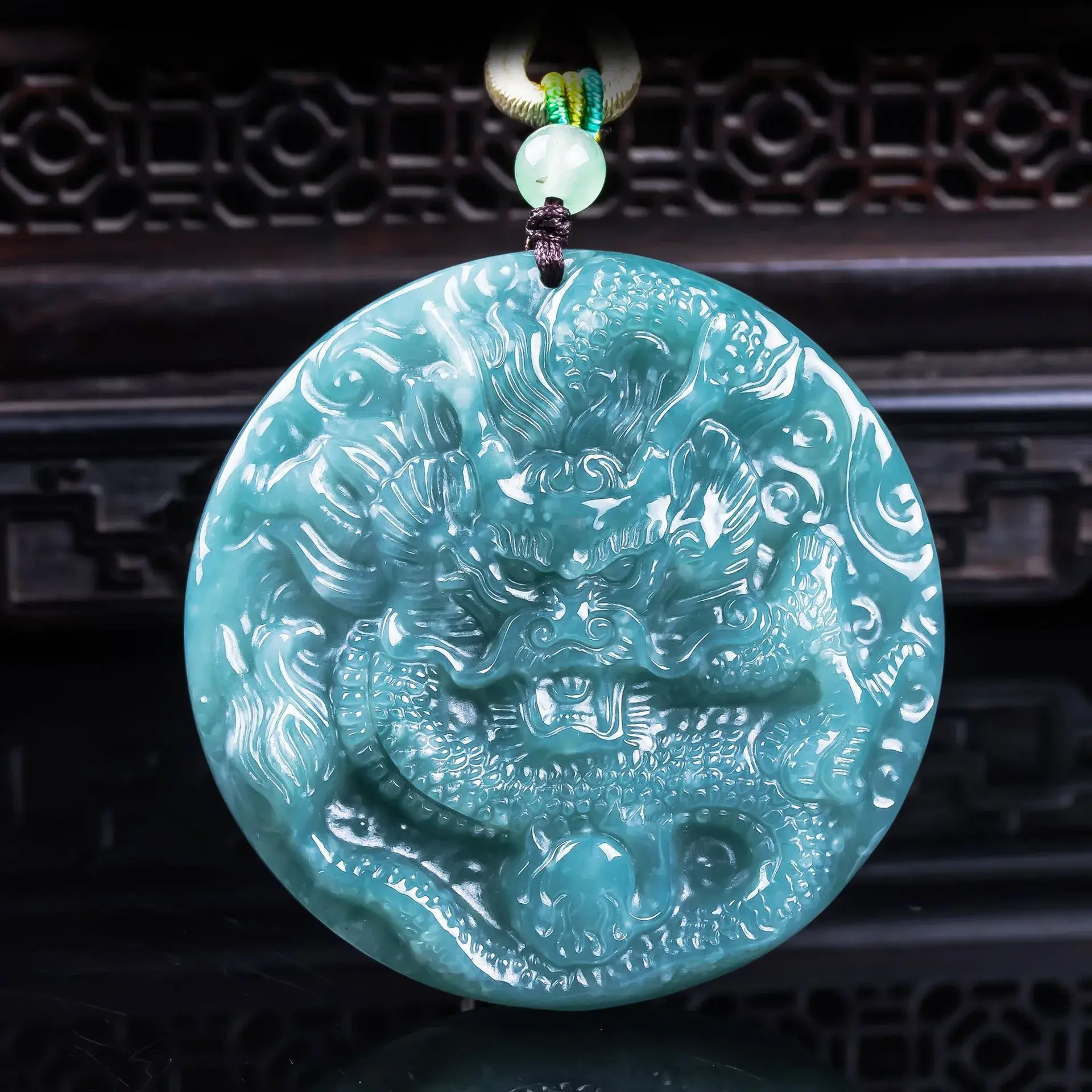 Dragon Natural Jadeite Necklace for Protection & Prosperity