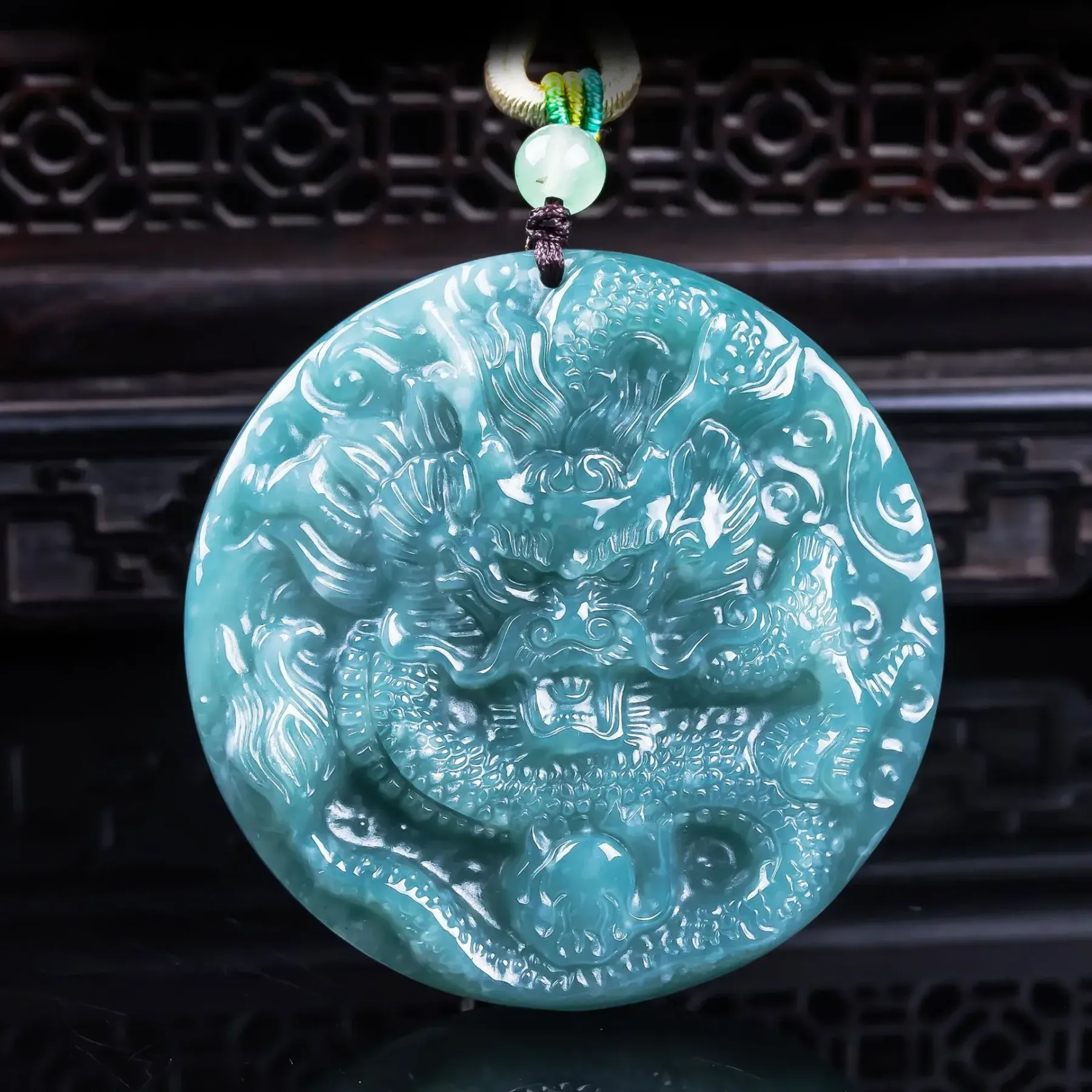 Dragon Natural Jadeite Necklace for Protection & Prosperity
