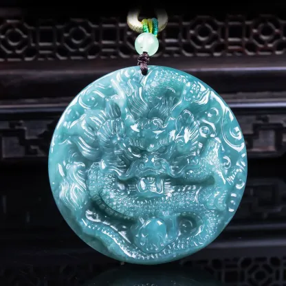 Dragon Natural Jadeite Necklace for Protection & Prosperity