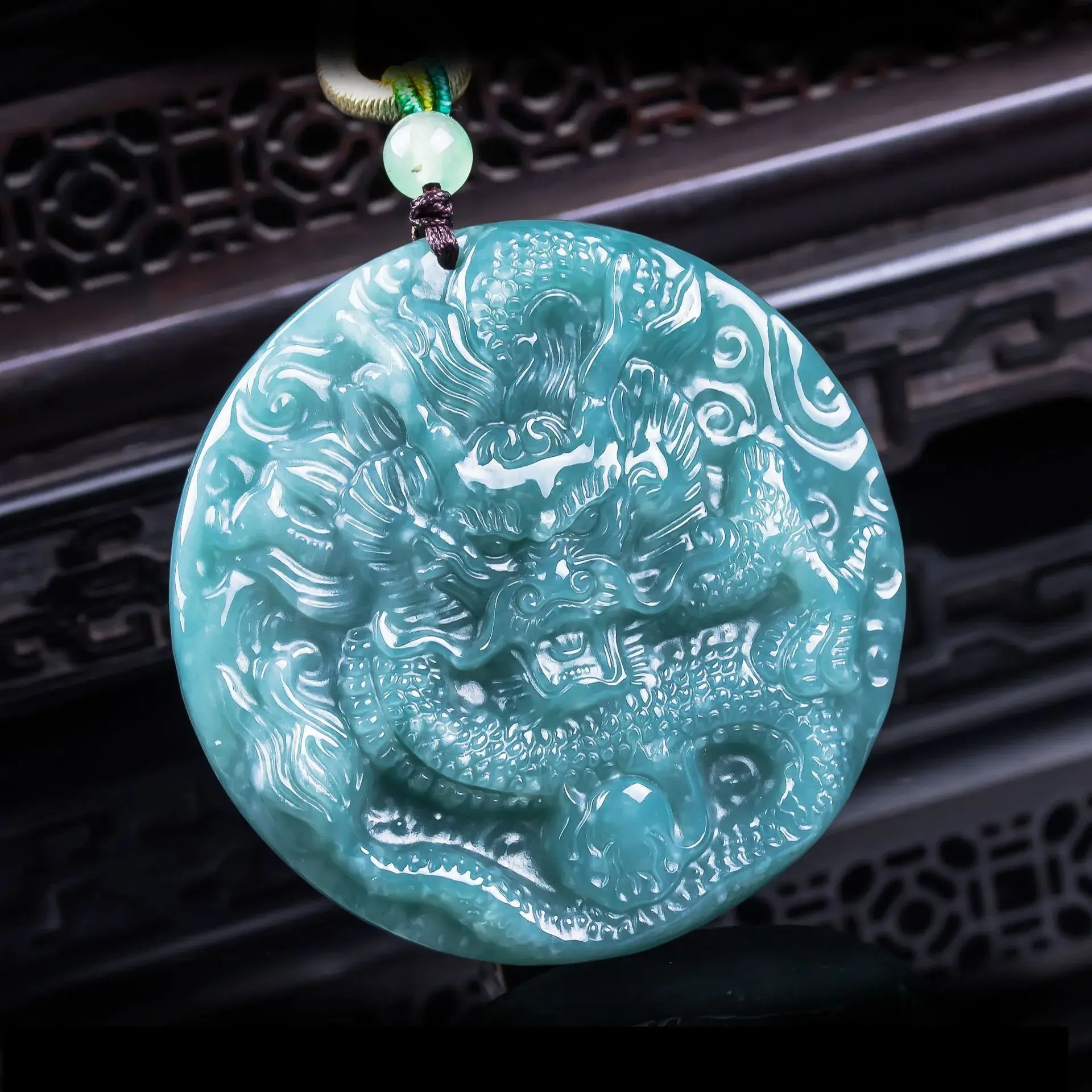Dragon Natural Jadeite Necklace for Protection & Prosperity