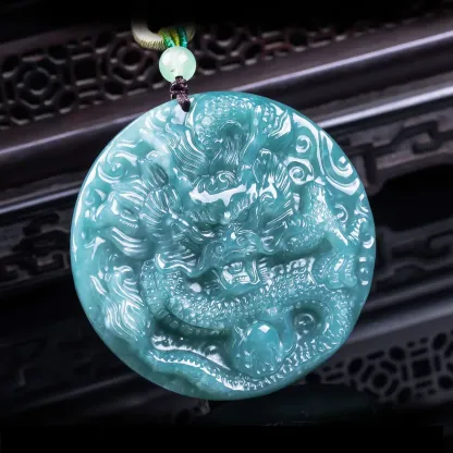 Dragon Natural Jadeite Necklace for Protection & Prosperity