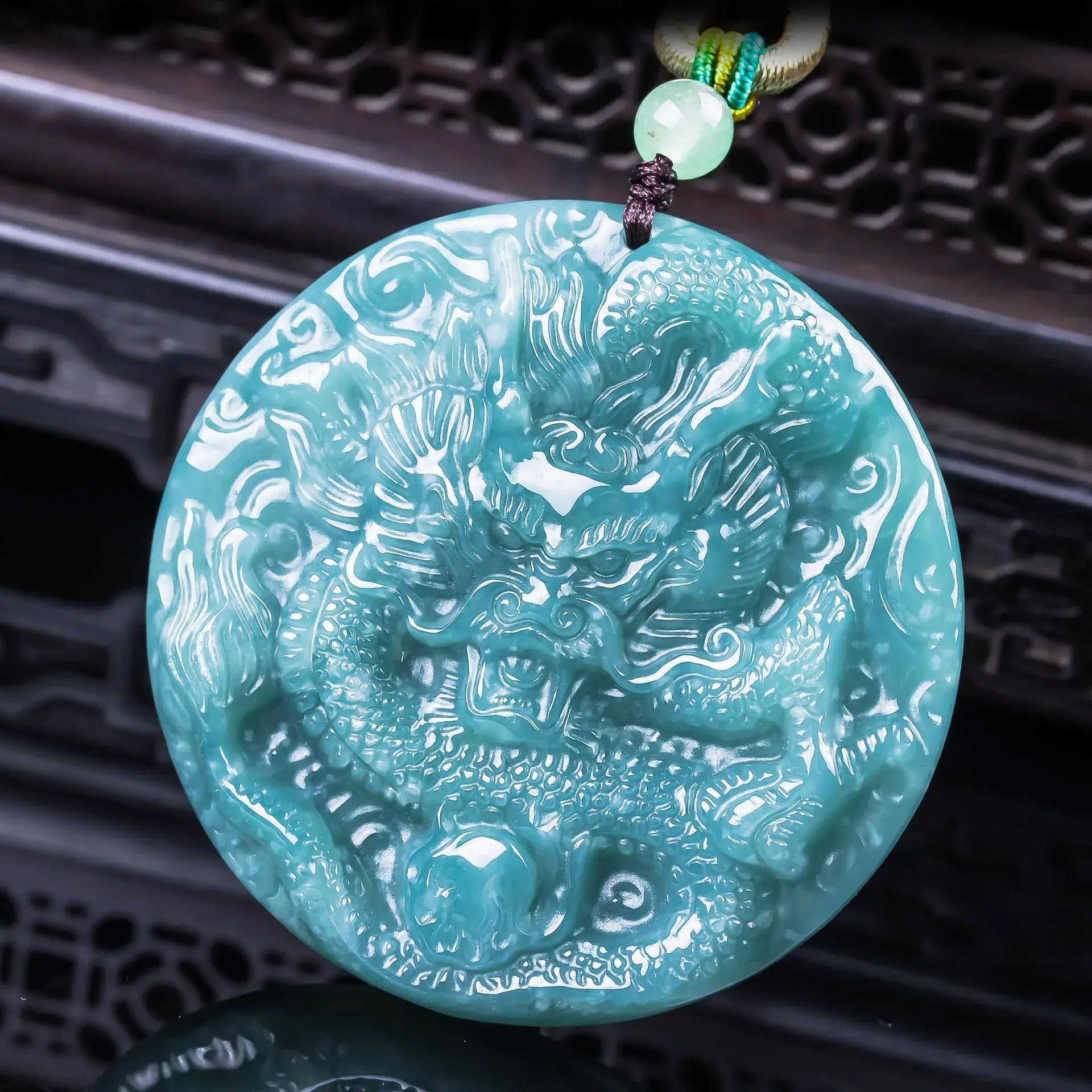 Dragon Natural Jadeite Necklace for Protection & Prosperity