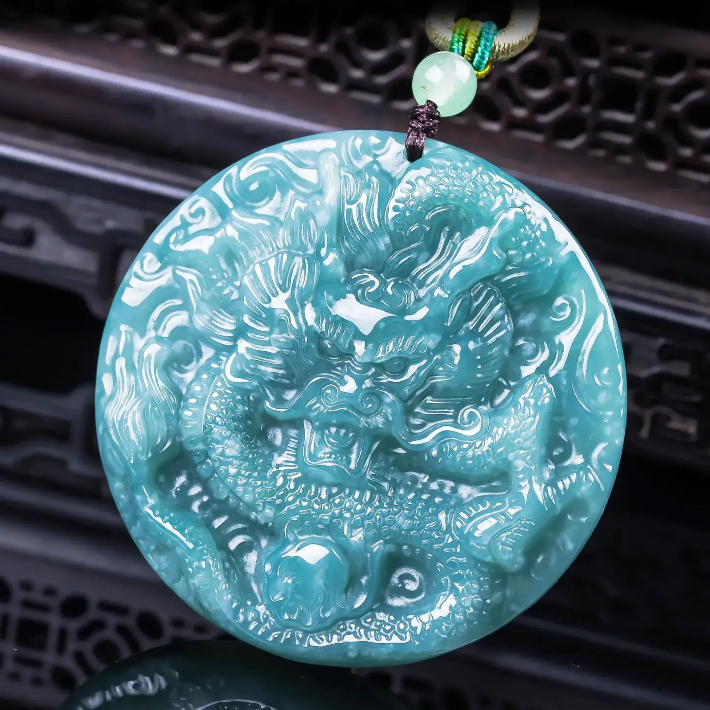 Dragon Natural Jadeite Necklace for Protection & Prosperity