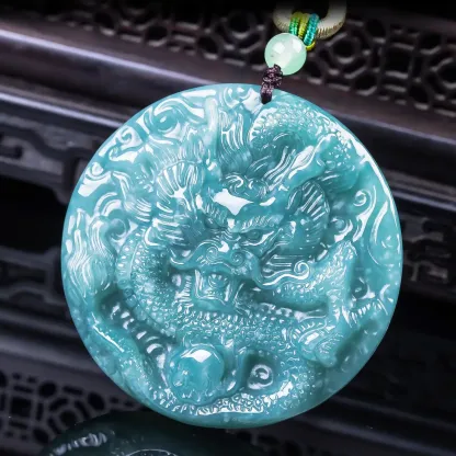 Dragon Natural Jadeite Necklace for Protection & Prosperity