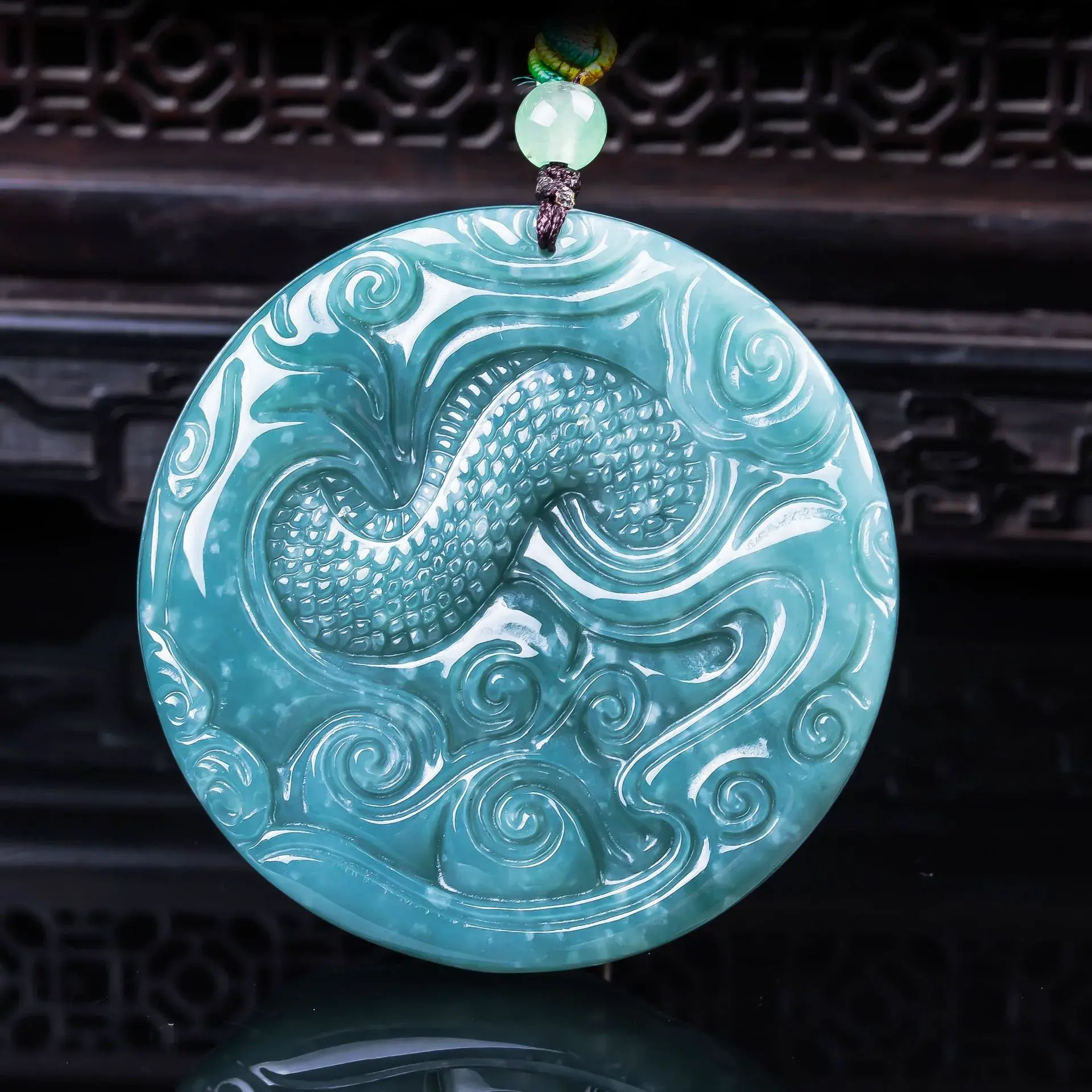 Dragon Natural Jadeite Necklace for Protection & Prosperity