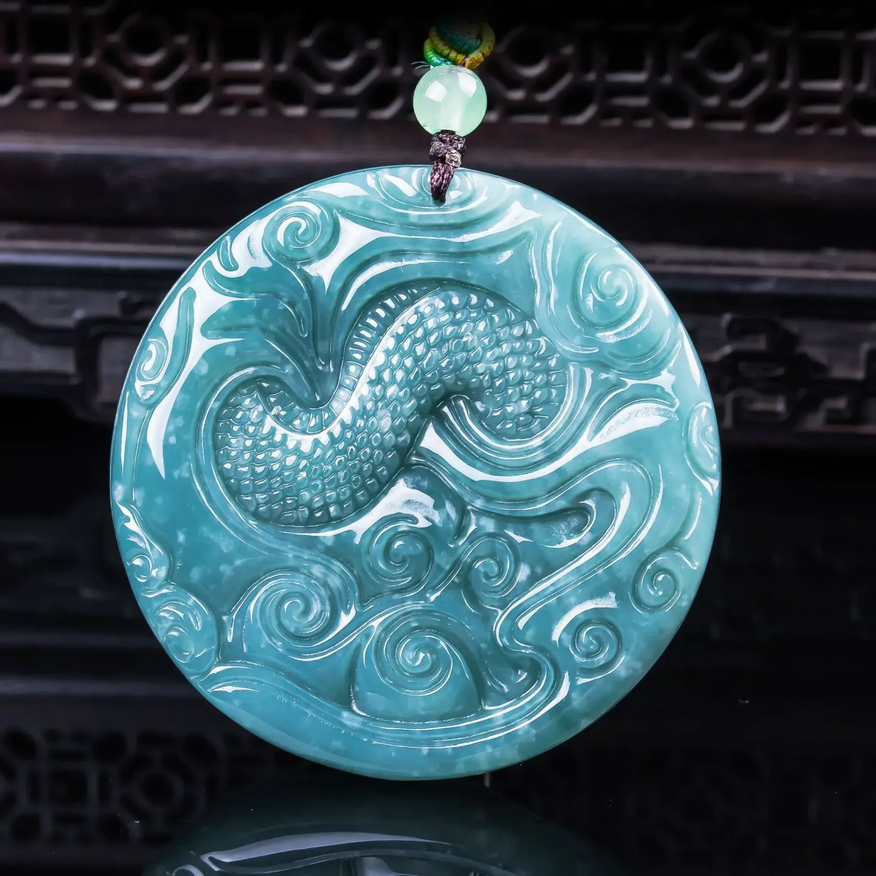 Dragon Natural Jadeite Necklace for Protection & Prosperity