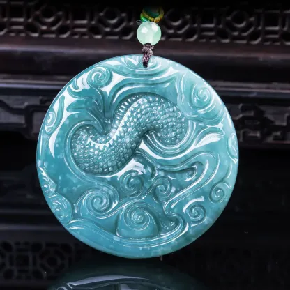 Dragon Natural Jadeite Necklace for Protection & Prosperity