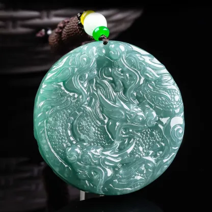 Dragon and Cloud Natural Jadeite Pendant – Protection, Prosperity & Success