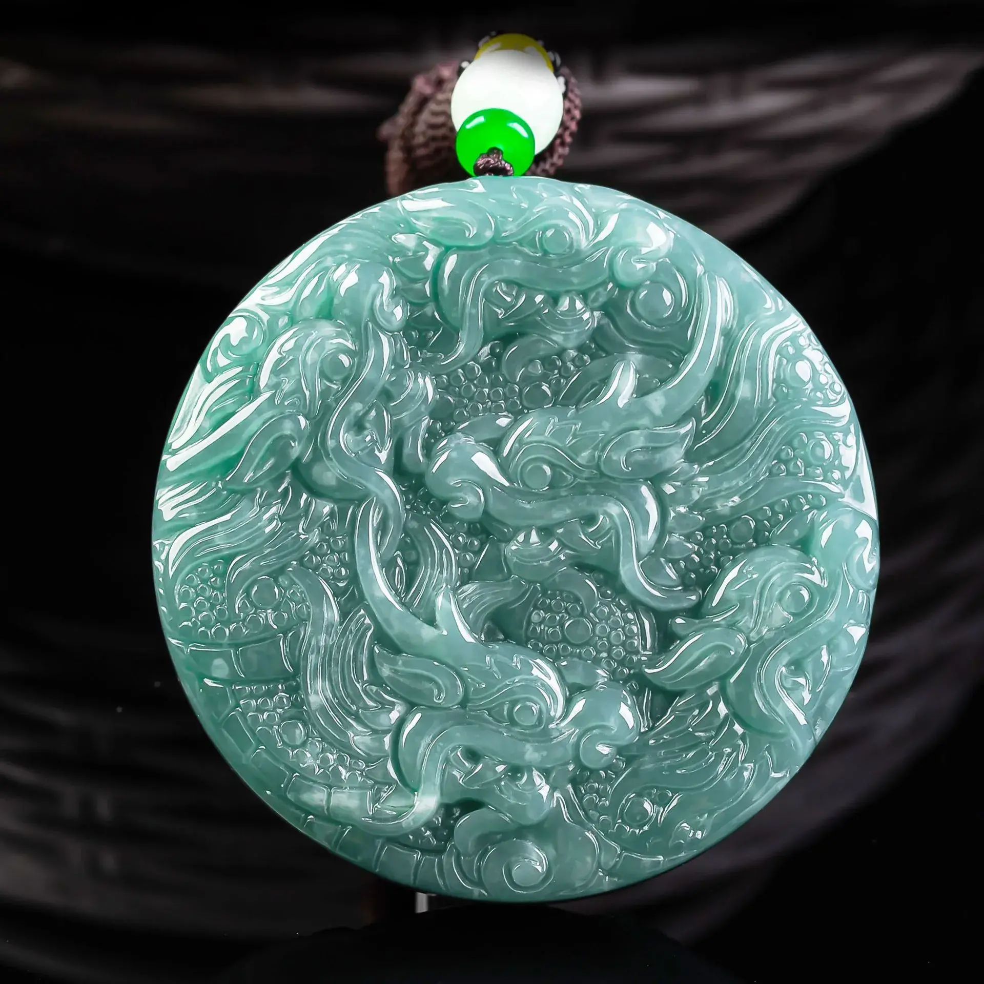 Dragon and Cloud Natural Jadeite Pendant – Protection, Prosperity & Success