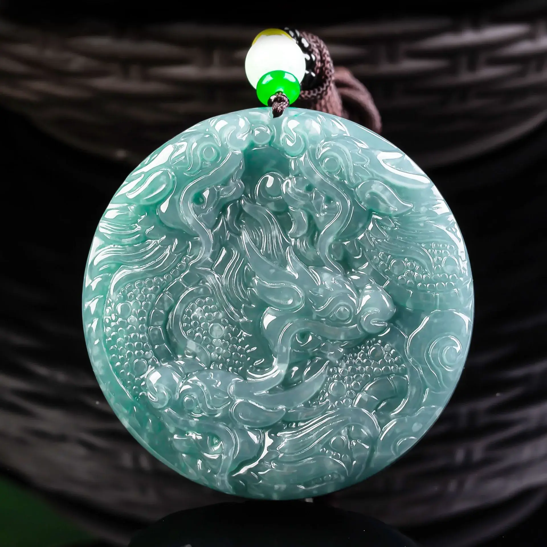 Dragon and Cloud Natural Jadeite Pendant – Protection, Prosperity & Success