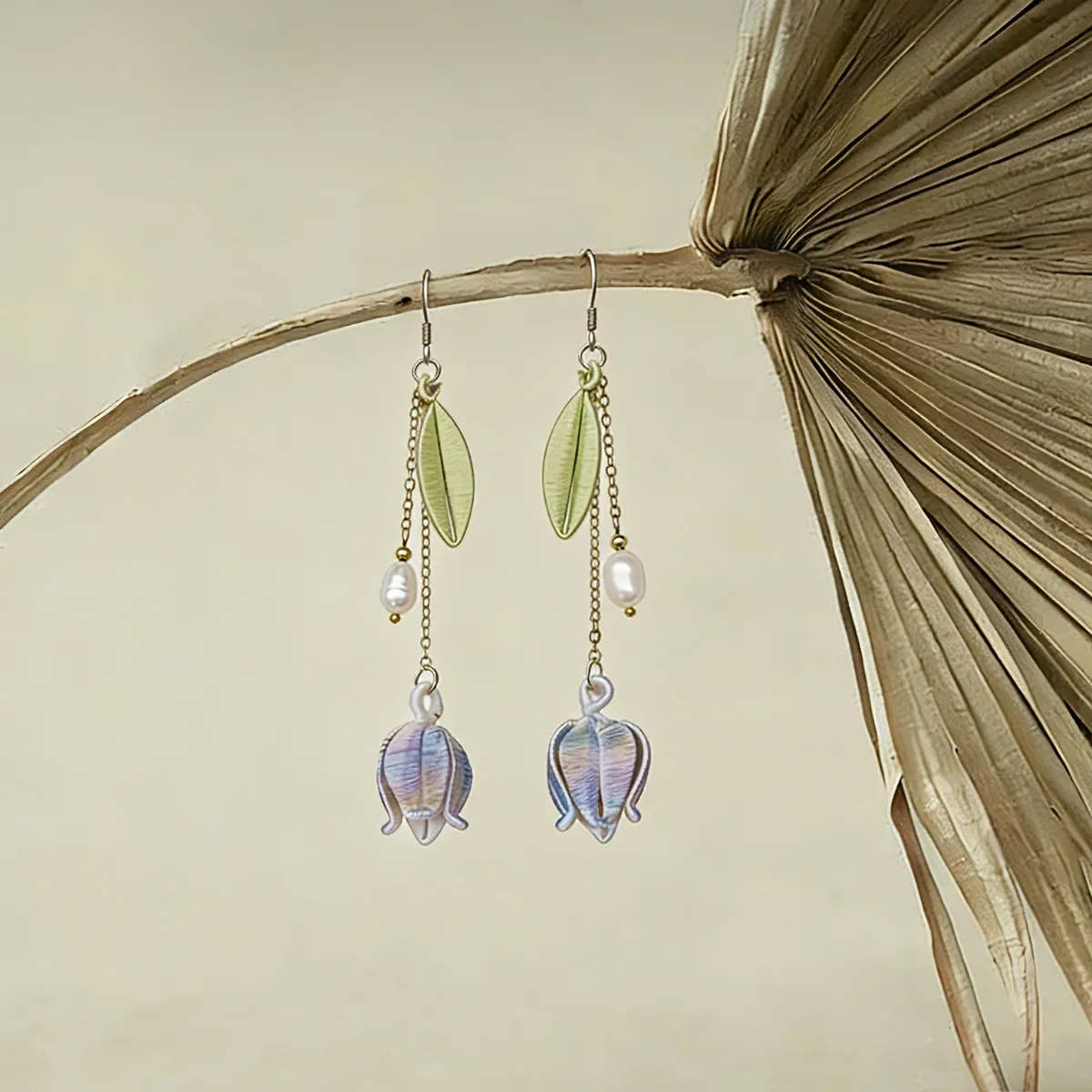 Ethereal Lily of the Valley Mulberry Silk Tassel Earrings