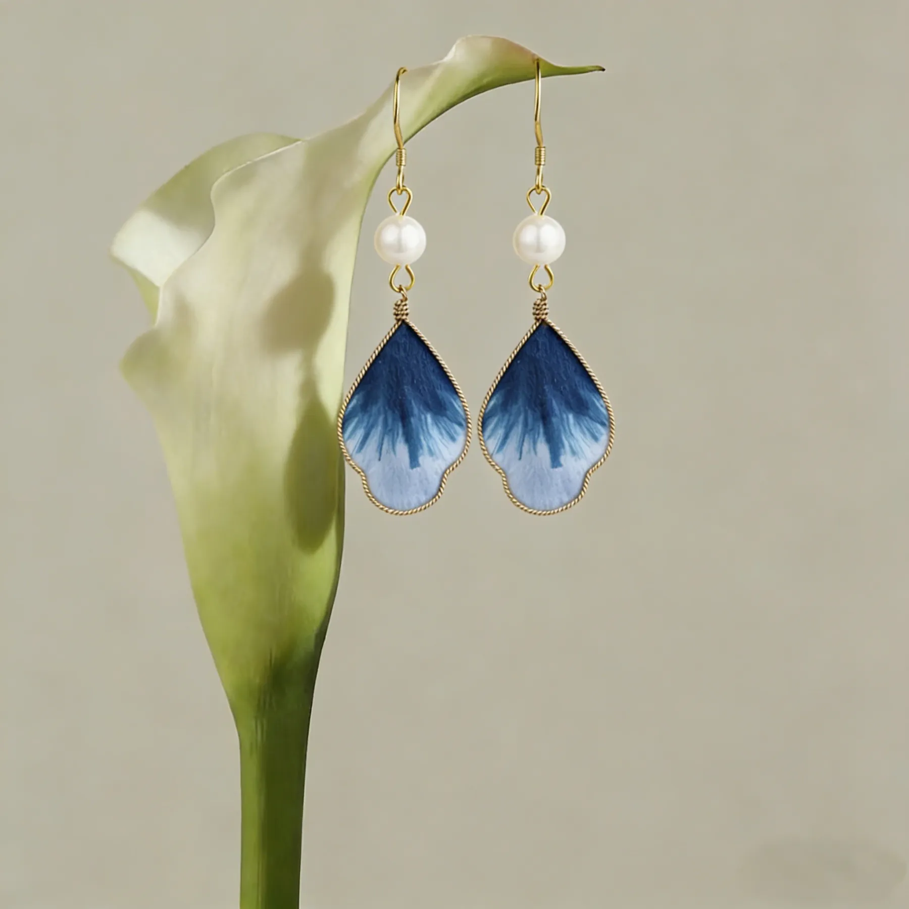 Ethereal Silk Flower (RONGHUA) Pearl Silver Earrings - Eternal Bloom Heritage Artistry