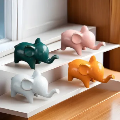 Feng Shui Ceramic Elephant Figurine – Trunk-Up Good Luck Statue for Home & Office Decor