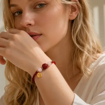 Fu Blessing Lotus Red Cord Bracelet – Success, New Beginnings & Loving Support
