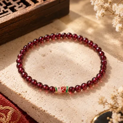 Garnet & Enamel Lucky Koi Bracelet – Prosperity, Perseverance & Good Fortune