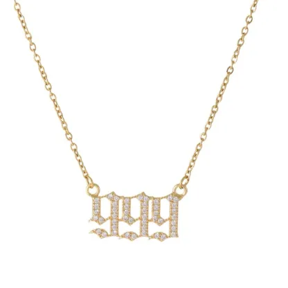 Gold & Silver-Tone Angel Number Necklace – Crystal-Set Stainless Steel Chain with Copper Pendant