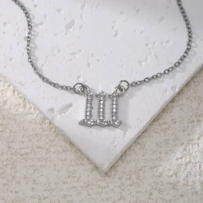 Gold & Silver-Tone Angel Number Necklace – Crystal-Set Stainless Steel Chain with Copper Pendant