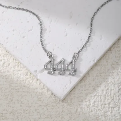 Gold & Silver-Tone Angel Number Necklace – Crystal-Set Stainless Steel Chain with Copper Pendant