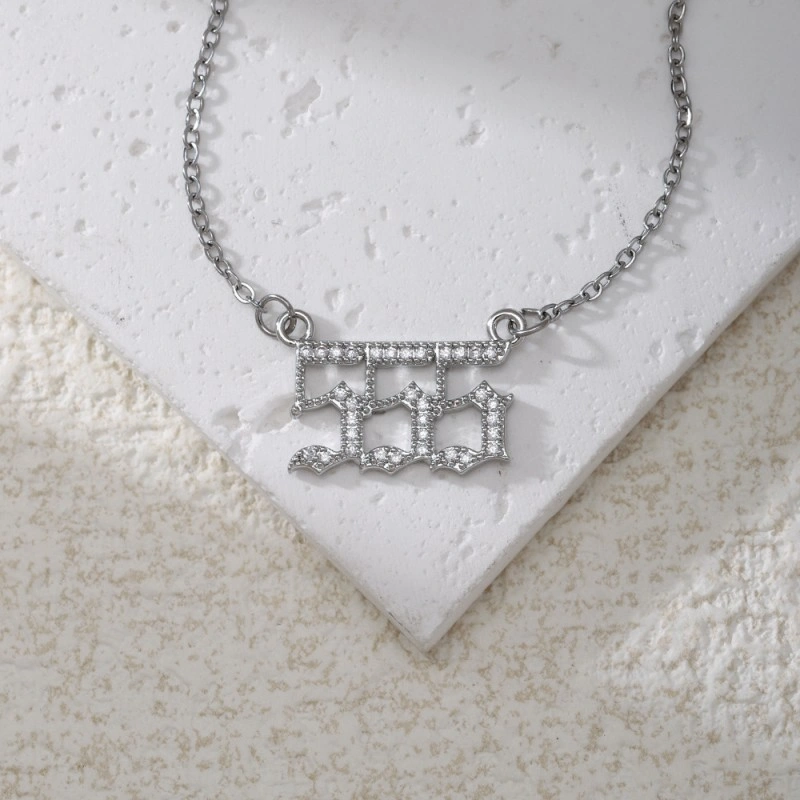 Gold & Silver-Tone Angel Number Necklace – Crystal-Set Stainless Steel Chain with Copper Pendant