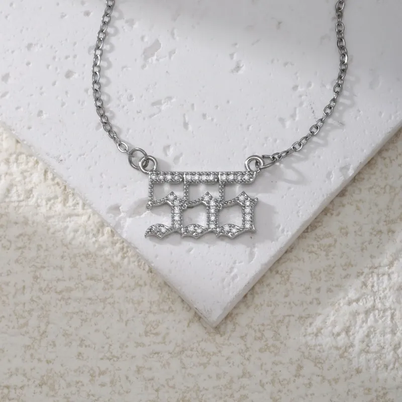 Gold & Silver-Tone Angel Number Necklace – Crystal-Set Stainless Steel Chain with Copper Pendant