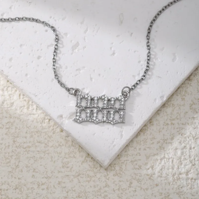 Gold & Silver-Tone Angel Number Necklace – Crystal-Set Stainless Steel Chain with Copper Pendant