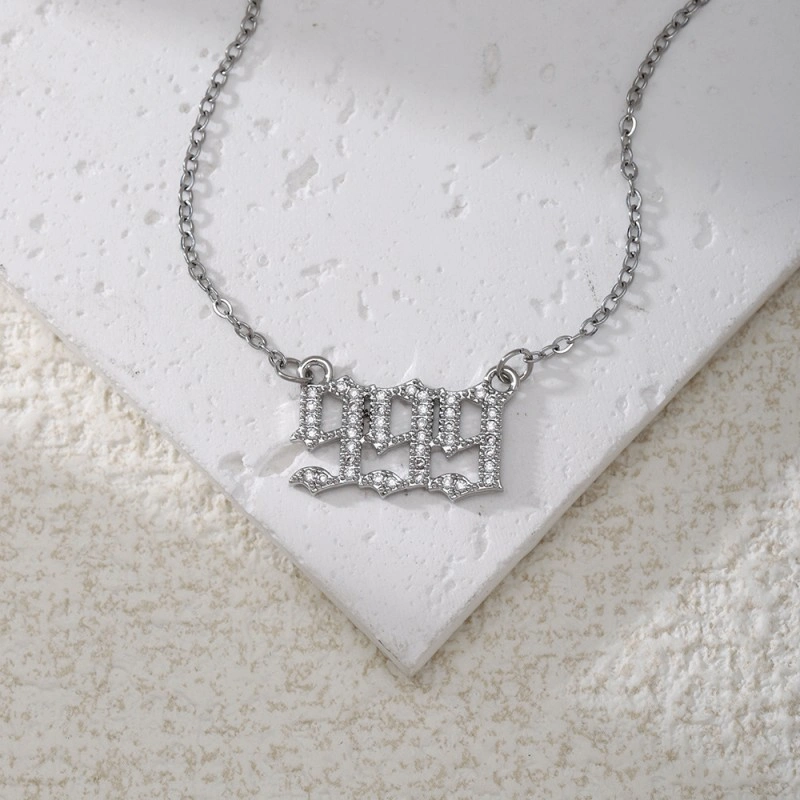 Gold & Silver-Tone Angel Number Necklace – Crystal-Set Stainless Steel Chain with Copper Pendant