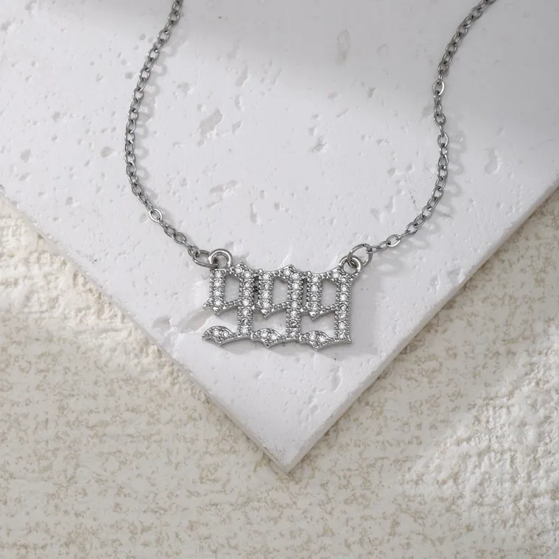 Gold & Silver-Tone Angel Number Necklace – Crystal-Set Stainless Steel Chain with Copper Pendant