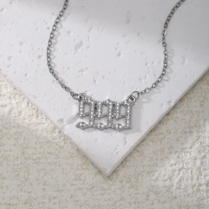 Gold & Silver-Tone Angel Number Necklace – Crystal-Set Stainless Steel Chain with Copper Pendant