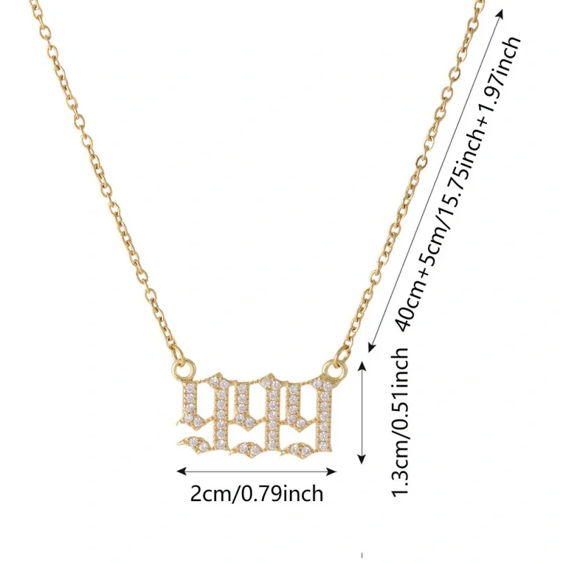 Gold & Silver-Tone Angel Number Necklace – Crystal-Set Stainless Steel Chain with Copper Pendant