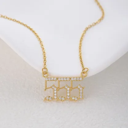 Gold & Silver-Tone Angel Number Necklace – Crystal-Set Stainless Steel Chain with Copper Pendant