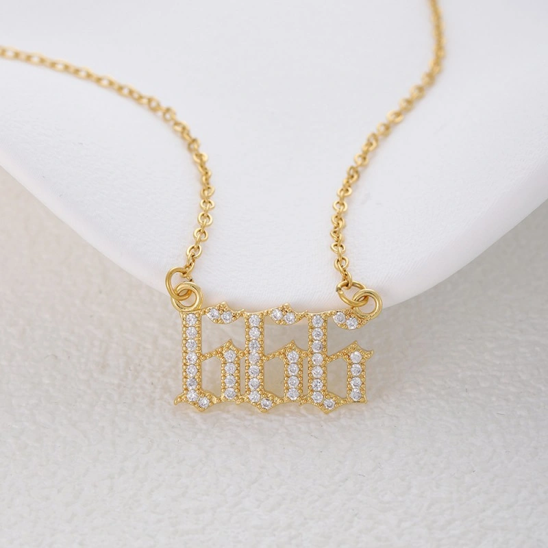 Gold & Silver-Tone Angel Number Necklace – Crystal-Set Stainless Steel Chain with Copper Pendant