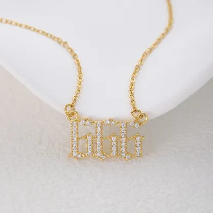 Gold & Silver-Tone Angel Number Necklace – Crystal-Set Stainless Steel Chain with Copper Pendant