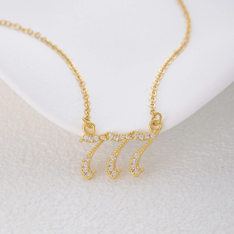 Gold & Silver-Tone Angel Number Necklace – Crystal-Set Stainless Steel Chain with Copper Pendant