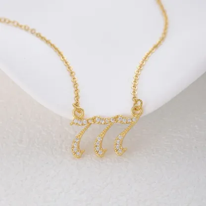 Gold & Silver-Tone Angel Number Necklace – Crystal-Set Stainless Steel Chain with Copper Pendant