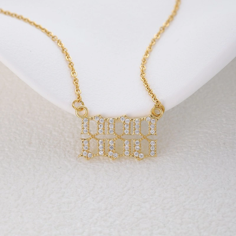 Gold & Silver-Tone Angel Number Necklace – Crystal-Set Stainless Steel Chain with Copper Pendant
