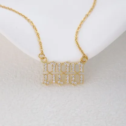 Gold & Silver-Tone Angel Number Necklace – Crystal-Set Stainless Steel Chain with Copper Pendant