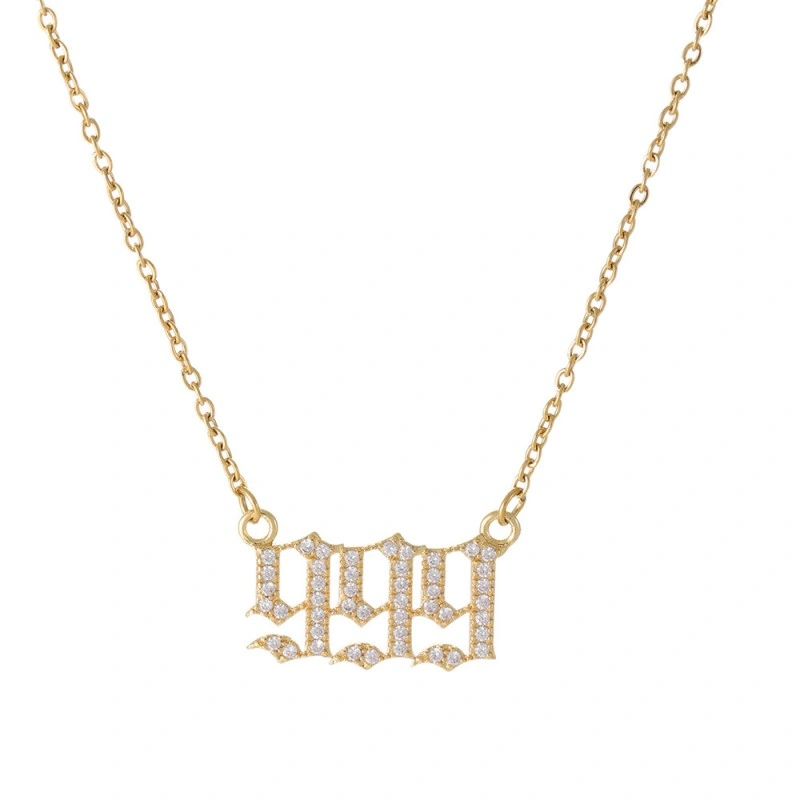 Gold & Silver-Tone Angel Number Necklace – Crystal-Set Stainless Steel Chain with Copper Pendant