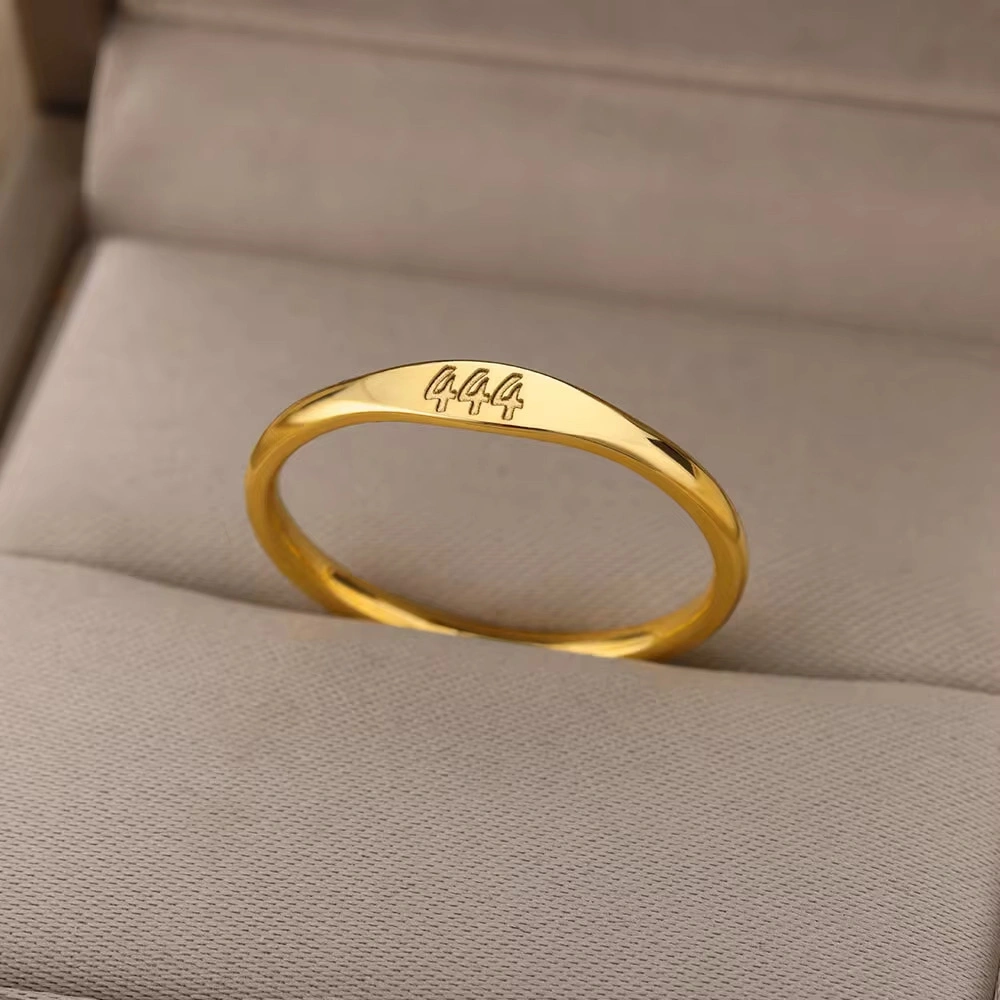 Gold-Tone Copper Angel Number Ring – Engraved Numerology Band in 10 Symbolic Designs