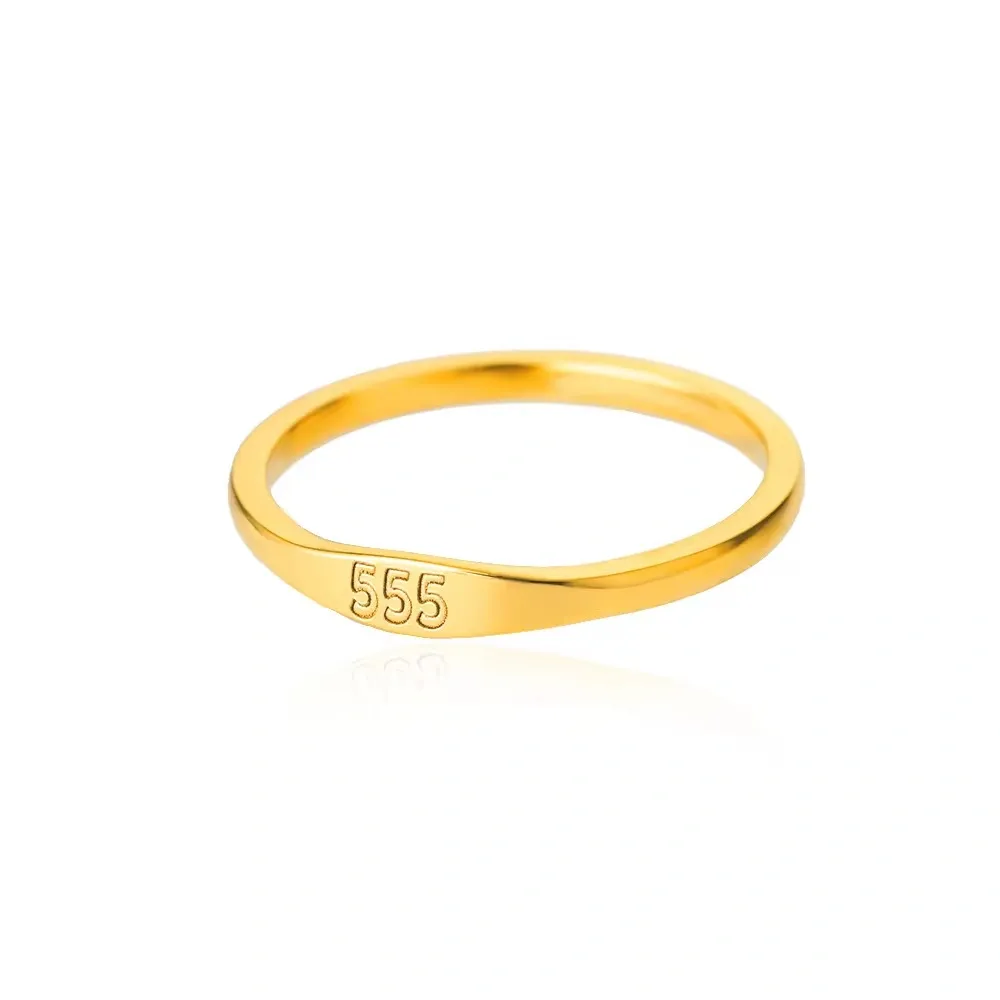 Gold-Tone Copper Angel Number Ring – Engraved Numerology Band in 10 Symbolic Designs
