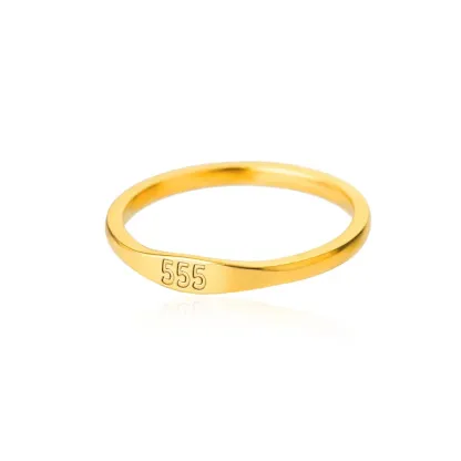 Gold-Tone Copper Angel Number Ring – Engraved Numerology Band in 10 Symbolic Designs