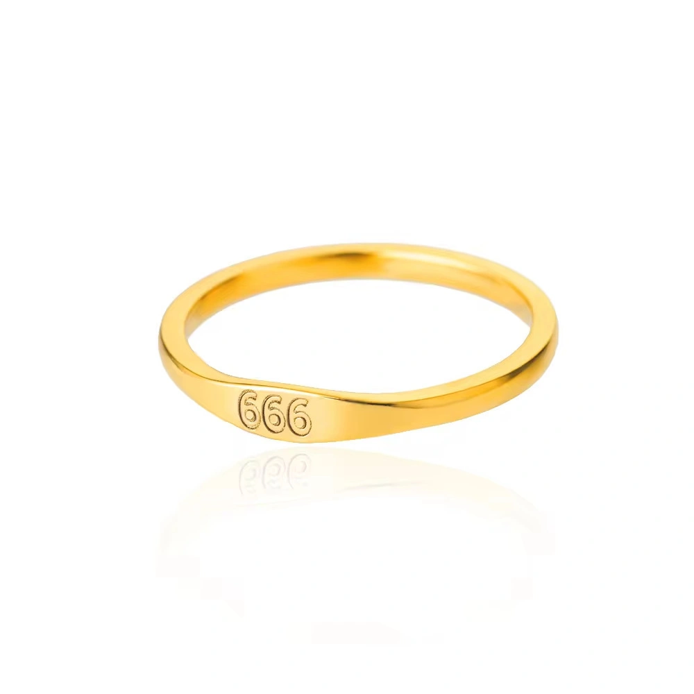Gold-Tone Copper Angel Number Ring – Engraved Numerology Band in 10 Symbolic Designs