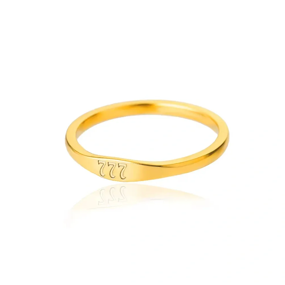 Gold-Tone Copper Angel Number Ring – Engraved Numerology Band in 10 Symbolic Designs