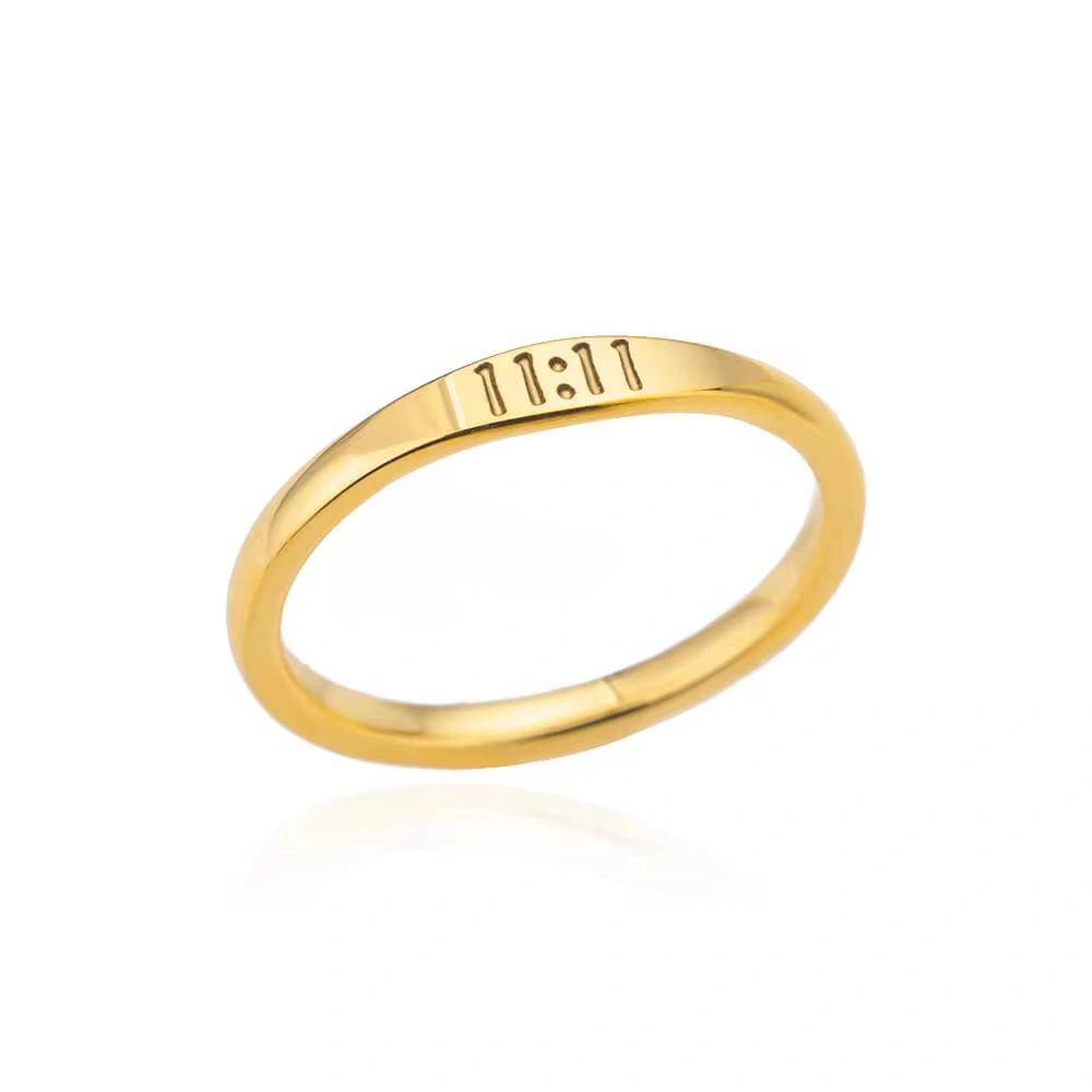 Gold-Tone Copper Angel Number Ring – Engraved Numerology Band in 10 Symbolic Designs