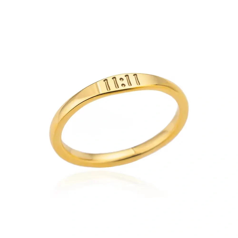 Gold-Tone Copper Angel Number Ring – Engraved Numerology Band in 10 Symbolic Designs