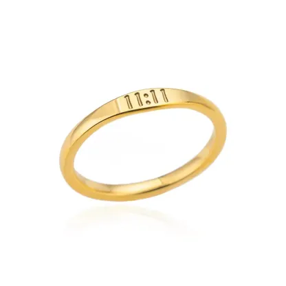 Gold-Tone Copper Angel Number Ring – Engraved Numerology Band in 10 Symbolic Designs