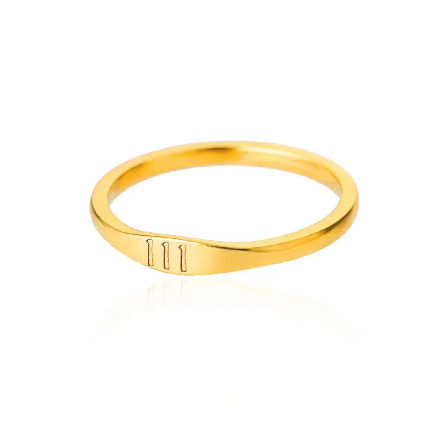Gold-Tone Copper Angel Number Ring – Engraved Numerology Band in 10 Symbolic Designs